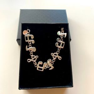 NIB 925 Silver 🎶 🎼 Music Notes Bracelet